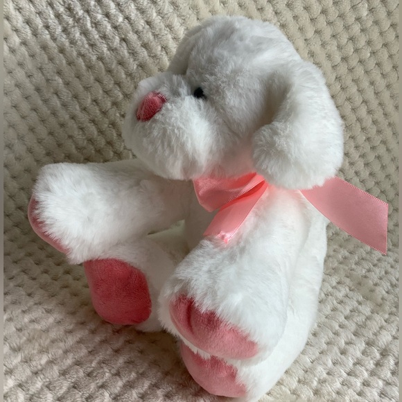 Animal Adventure Plush White Pink Heart Nose Puppy Dog Valentines Stuffed Animal - Picture 3 of 11